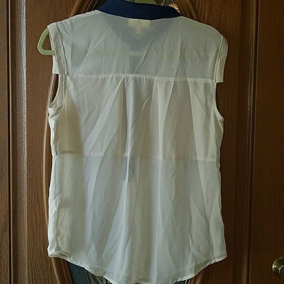 Princess Vera Wang sheet navy cream blouse Sz M - Picture 5 of 5